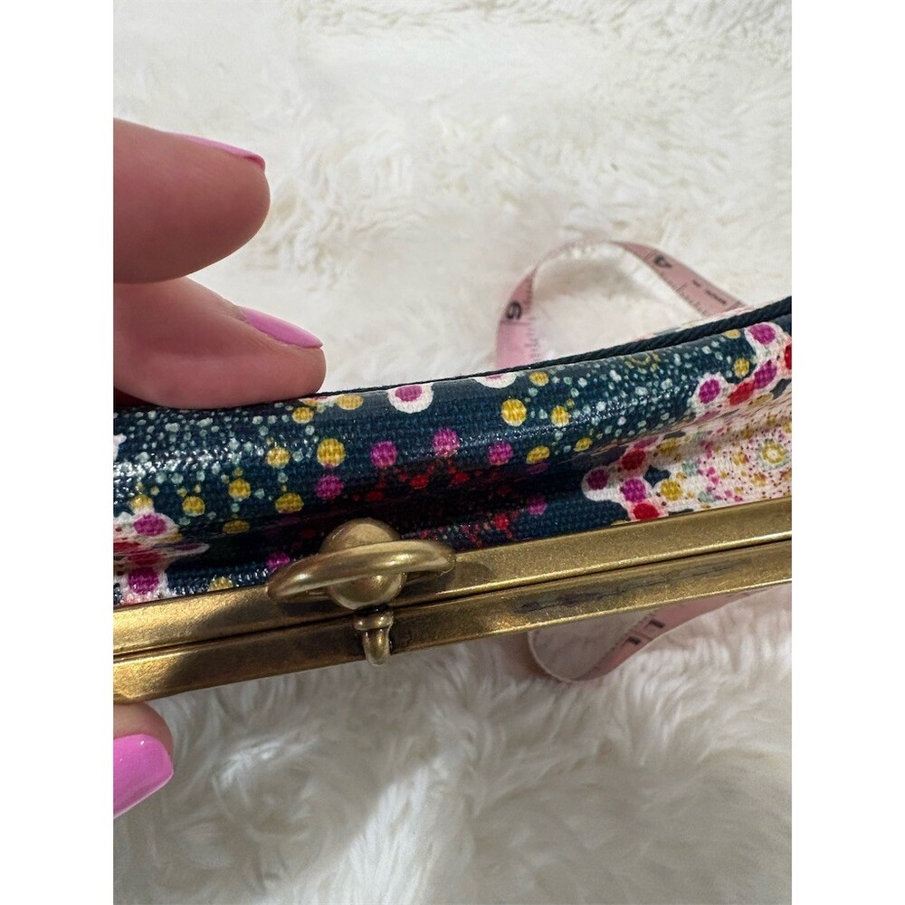 Fossil Calypso Floral Kisslock Makeup Cosmetic Pouch Case w/ Mirror - Picture 5 of 7
